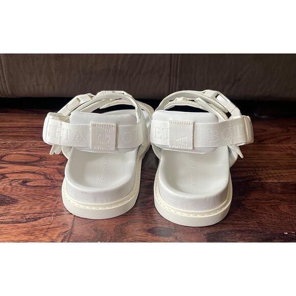$775 NIB Bottega Veneta Textile Leather Strap Open Toe Sandals White 44(11) main image 8